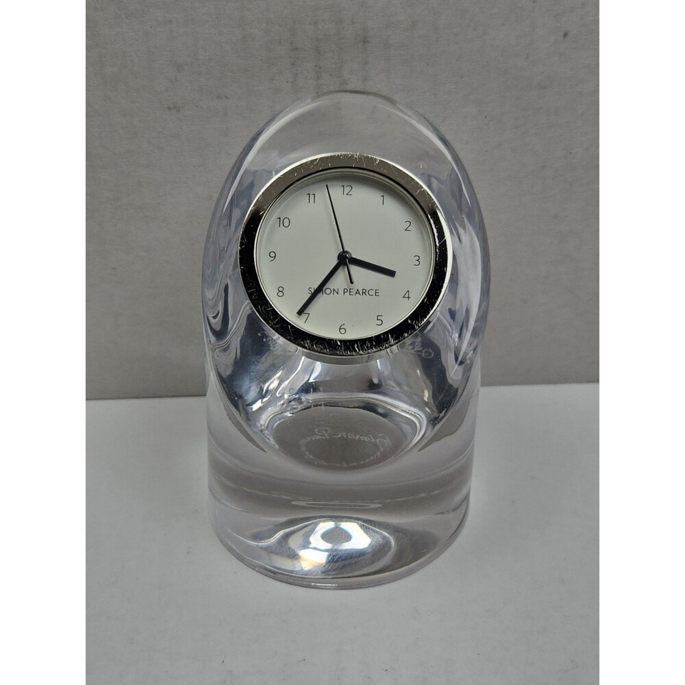 Simon Pearce Barre Glass Desk Clock Handblown Crystal Mantel Quartz New Battery